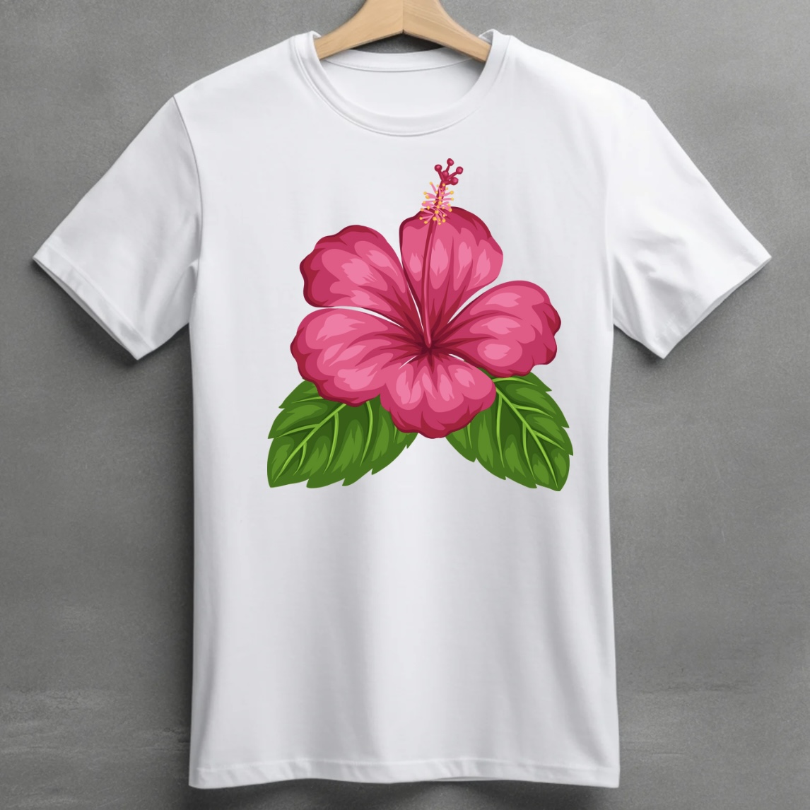 unworried regular fit pink hibiscus tee
